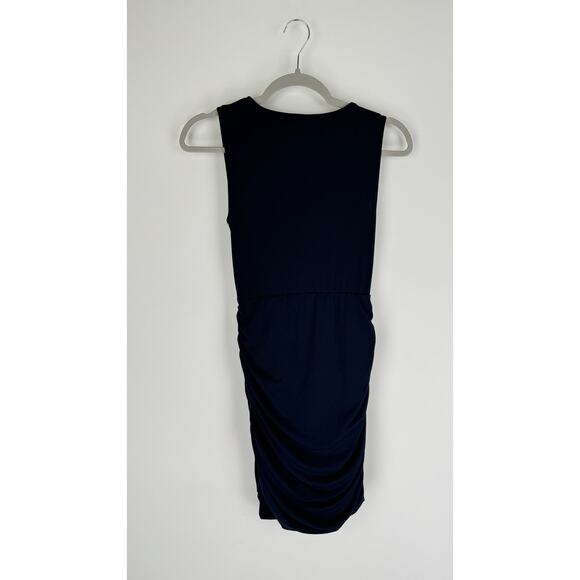 Socialite Surplice Top Mini Dress Ruched Gathered Sides Womens Small Navy Blue - Picture 6 of 8